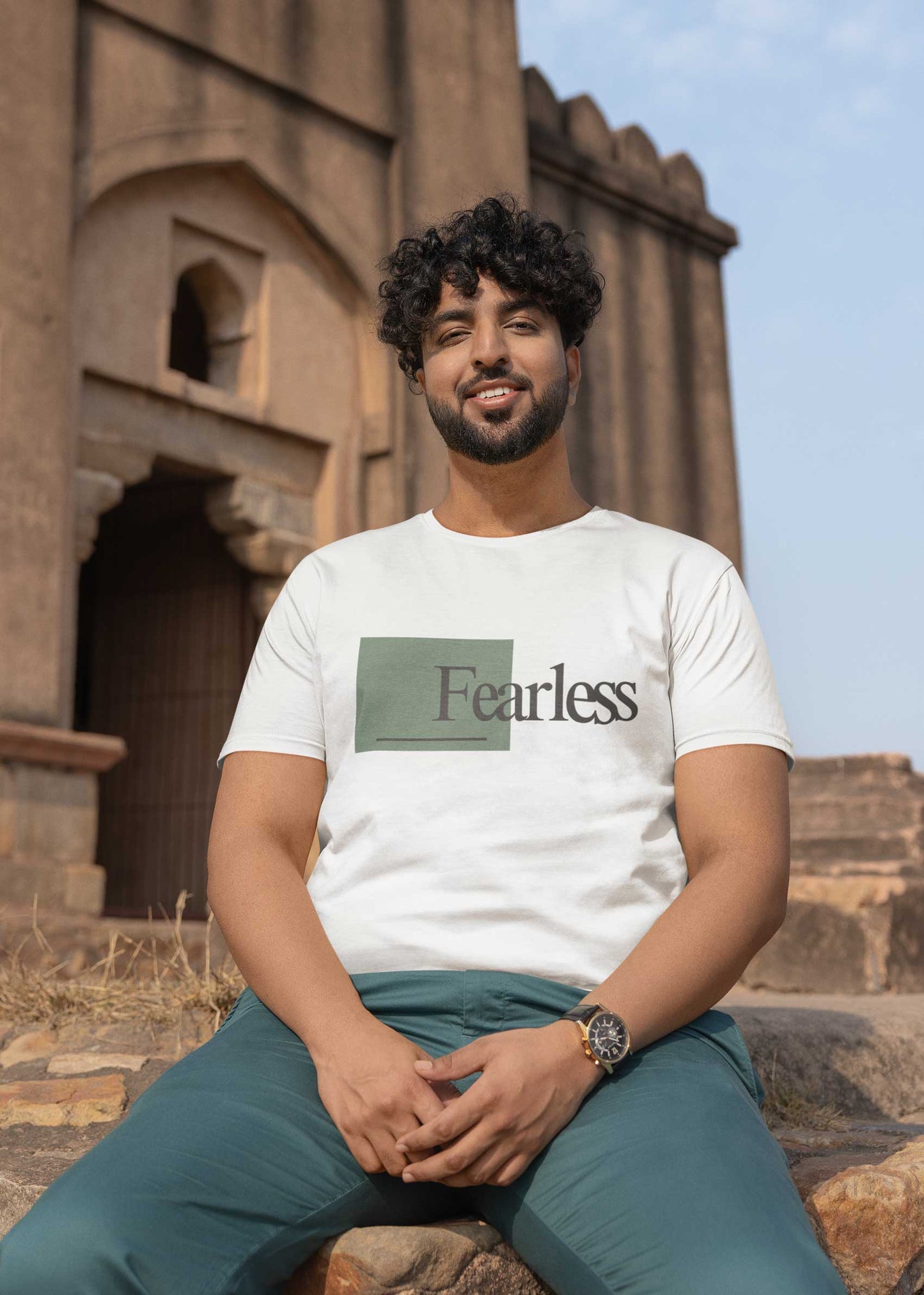 Fearless printed white t shirt for men