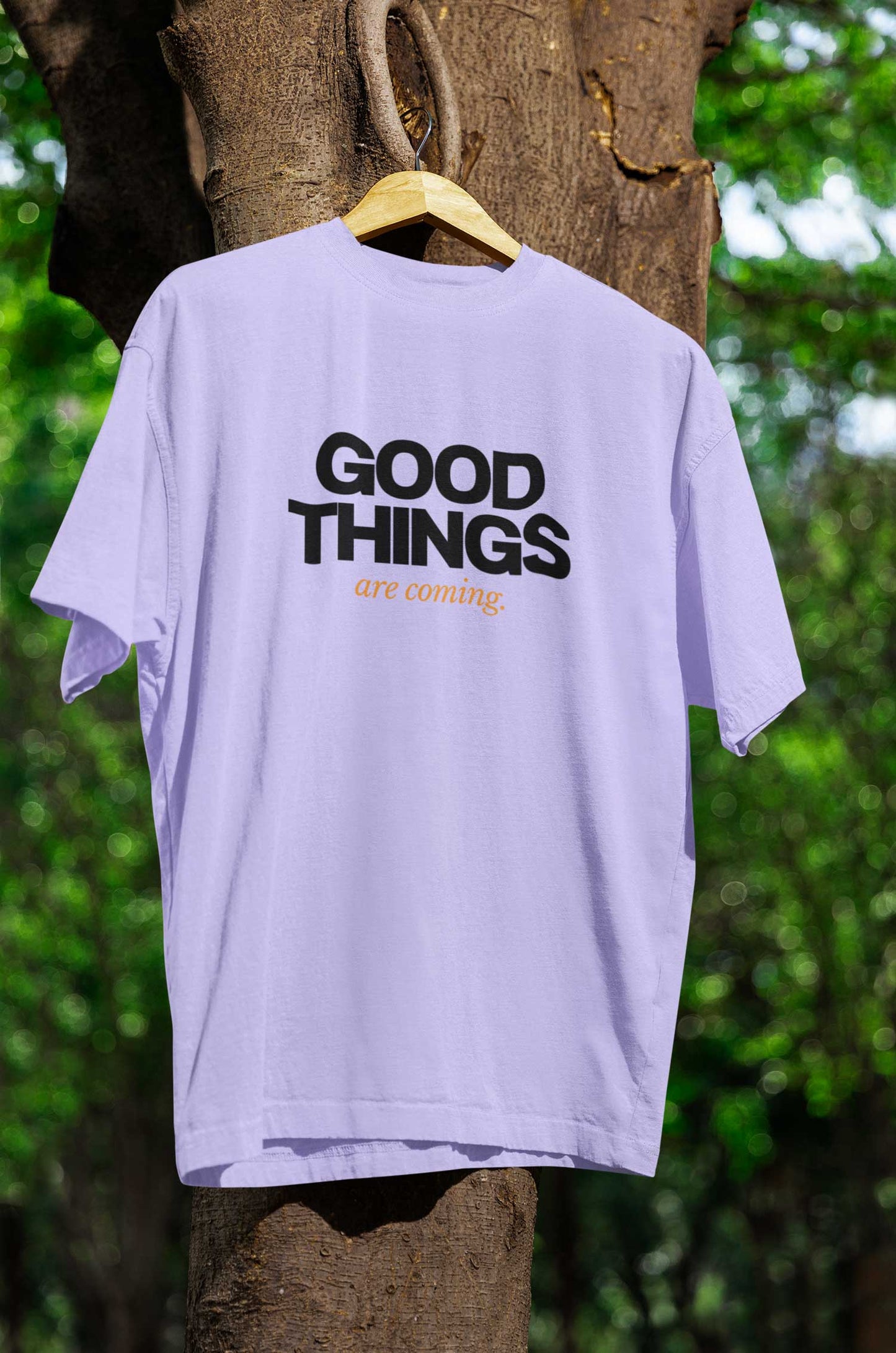 Good things printed classic oversize 240 gsm unisex t shirt in lavender