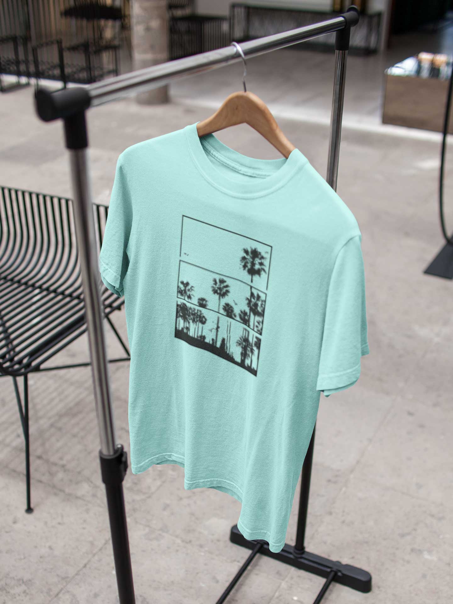 Nature printed 240 gsm oversized classic shirt mint