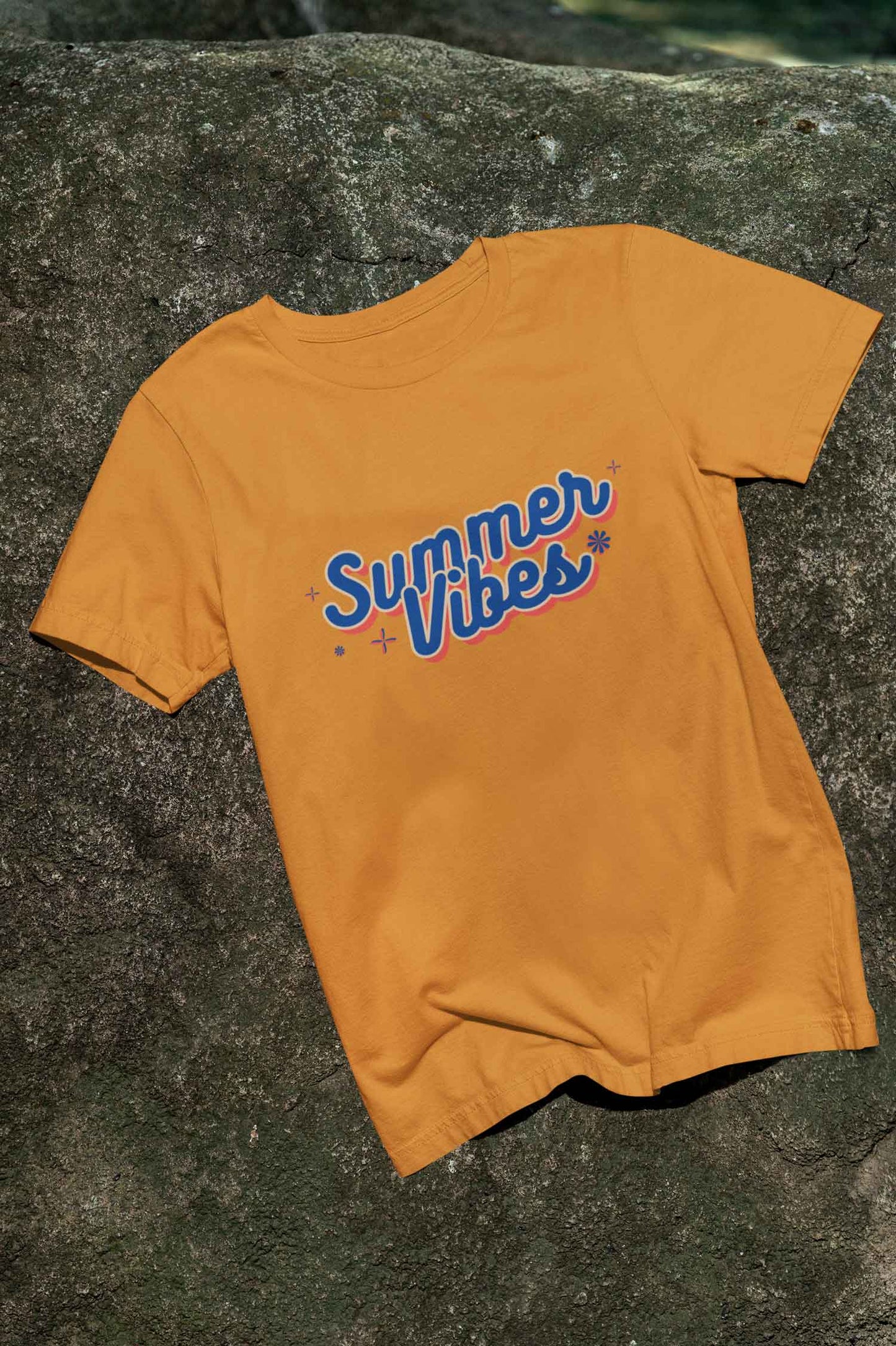 Summer vibe printed mustard yellow unisex t shirt