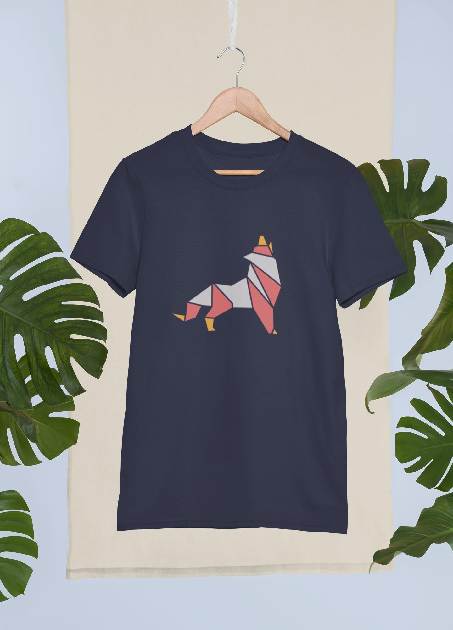 Dog printed navy blue t shirt men