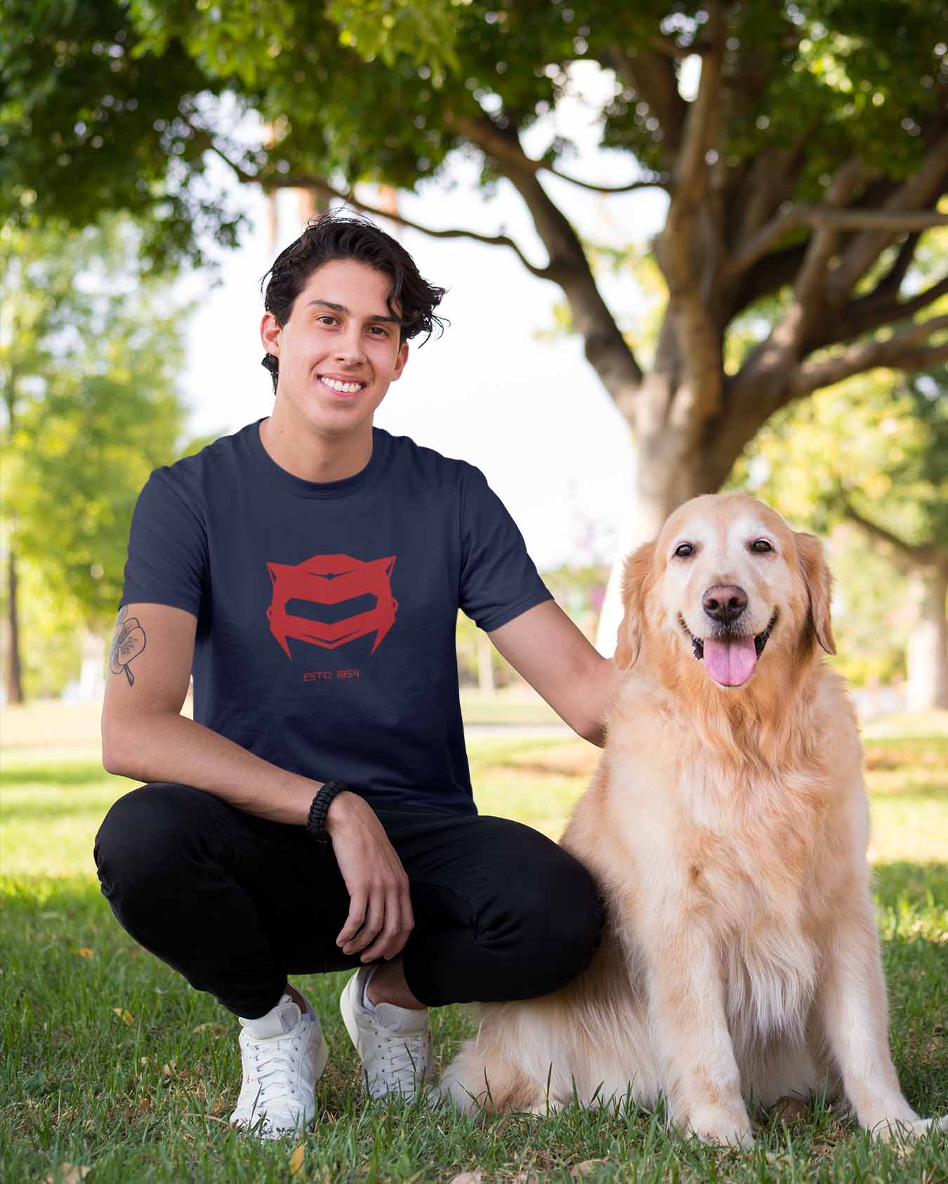 Mask navy blue printed t shirt men