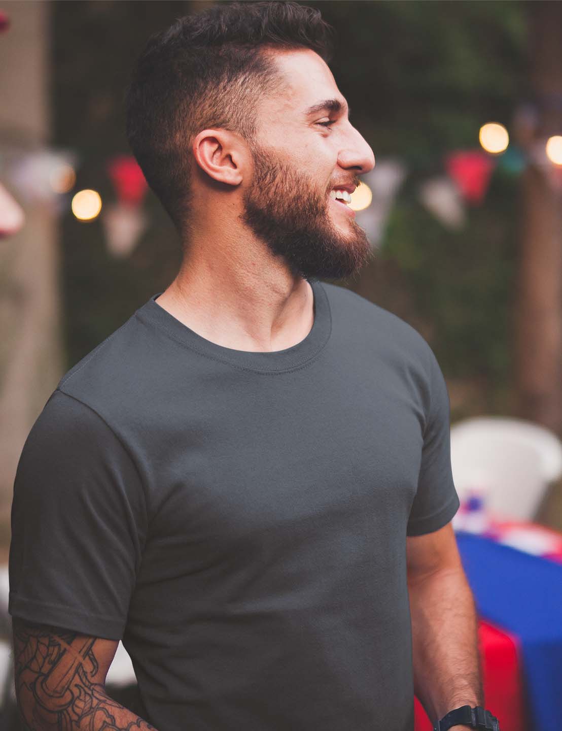 Steel grey plain t shirt for men