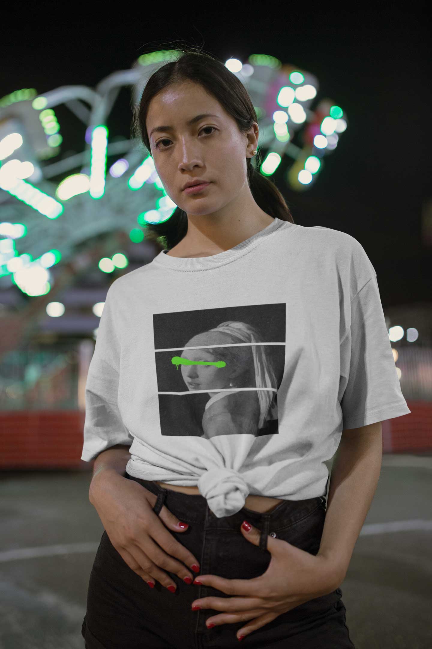 Girl face printed white unisex size t shirt