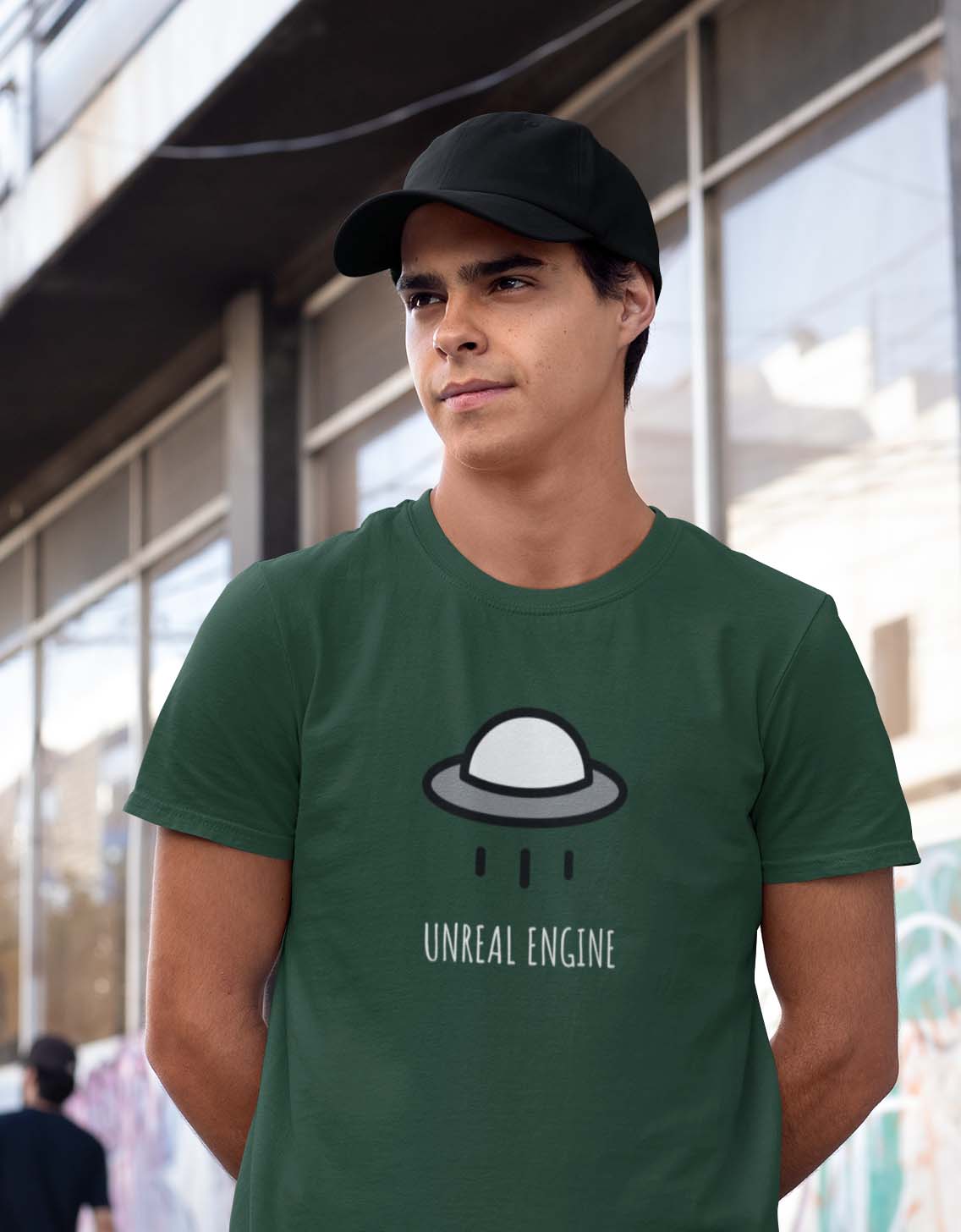 Unreal engine bottle green t shirt for men