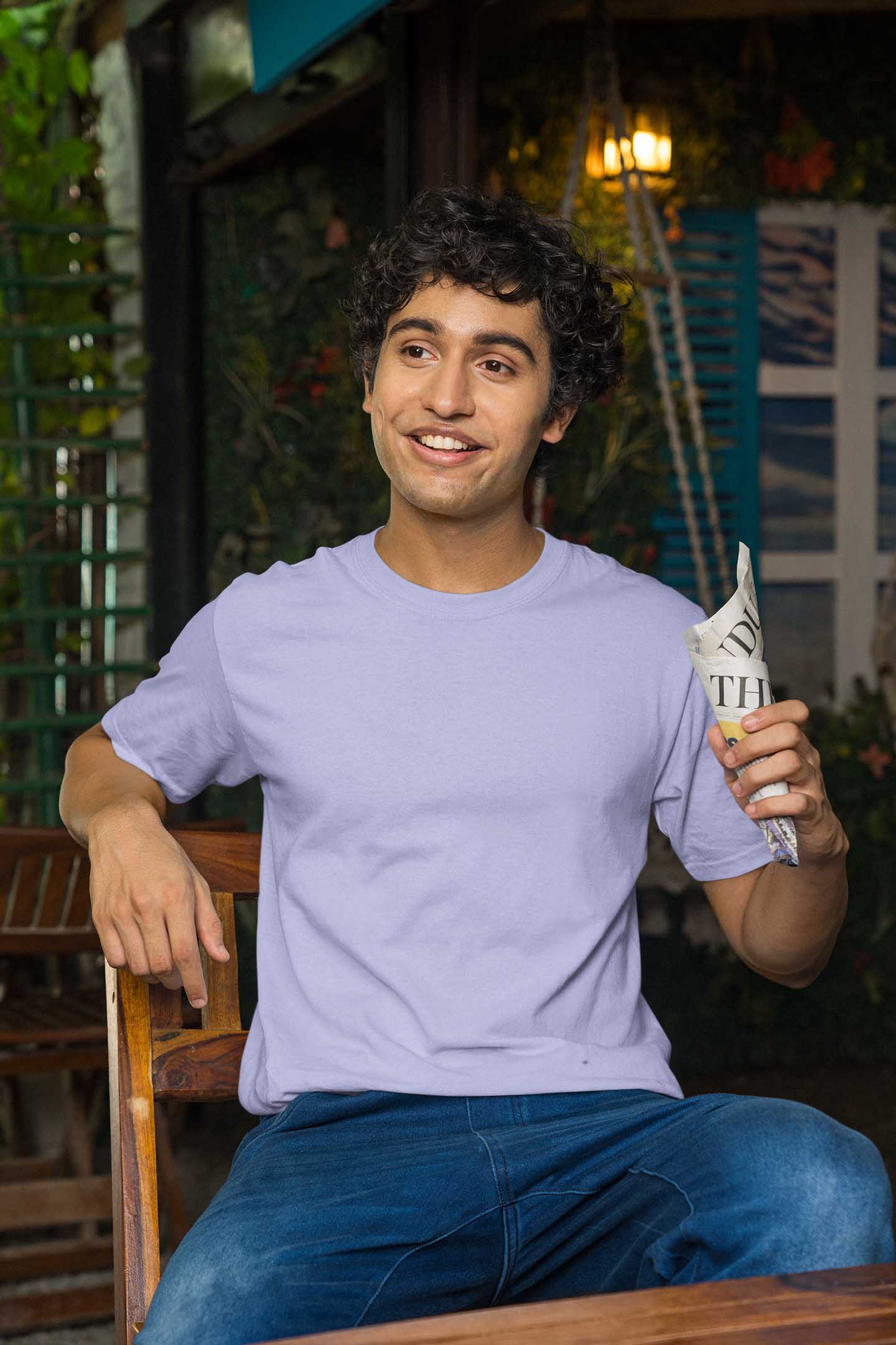 Lavender Plain T Shirt Men