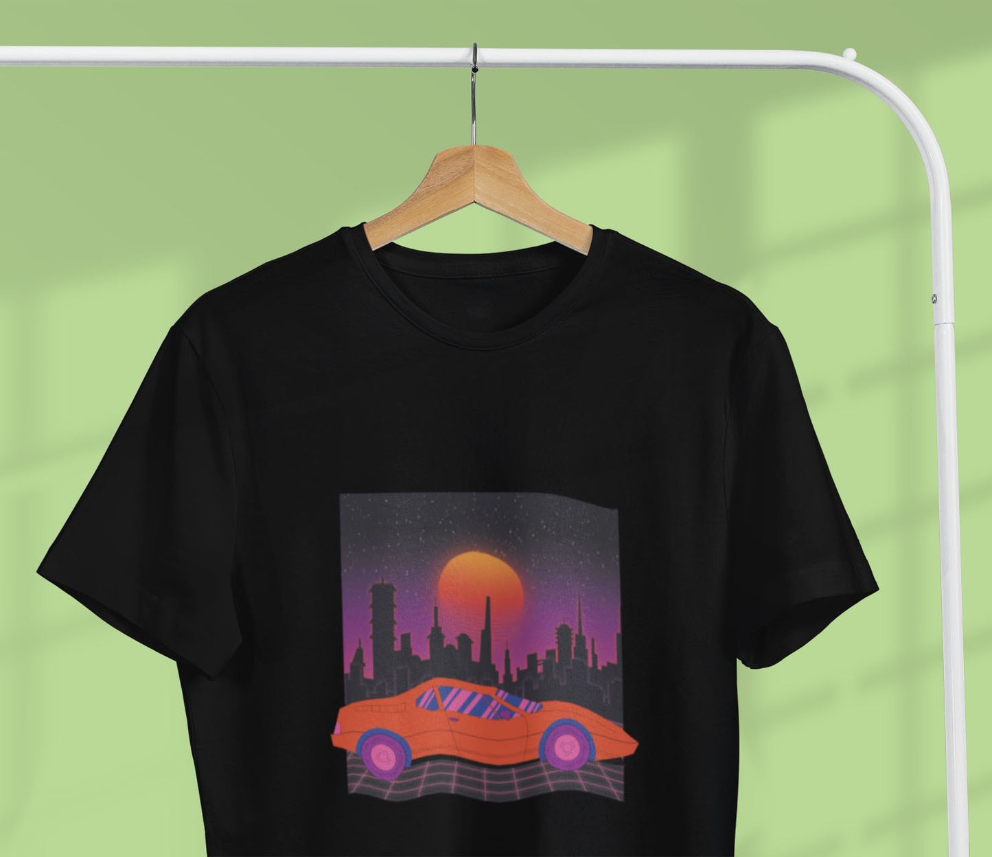 Retro car printed white and black unisex t shirt