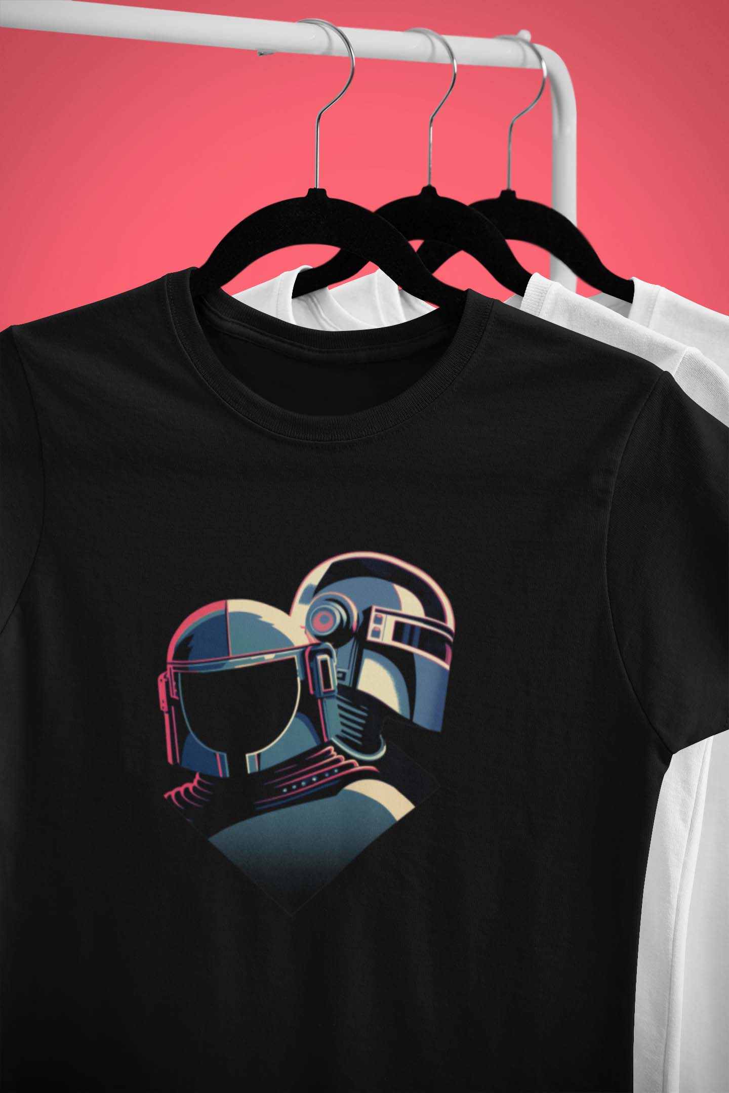 Robot helmet black t shirt men