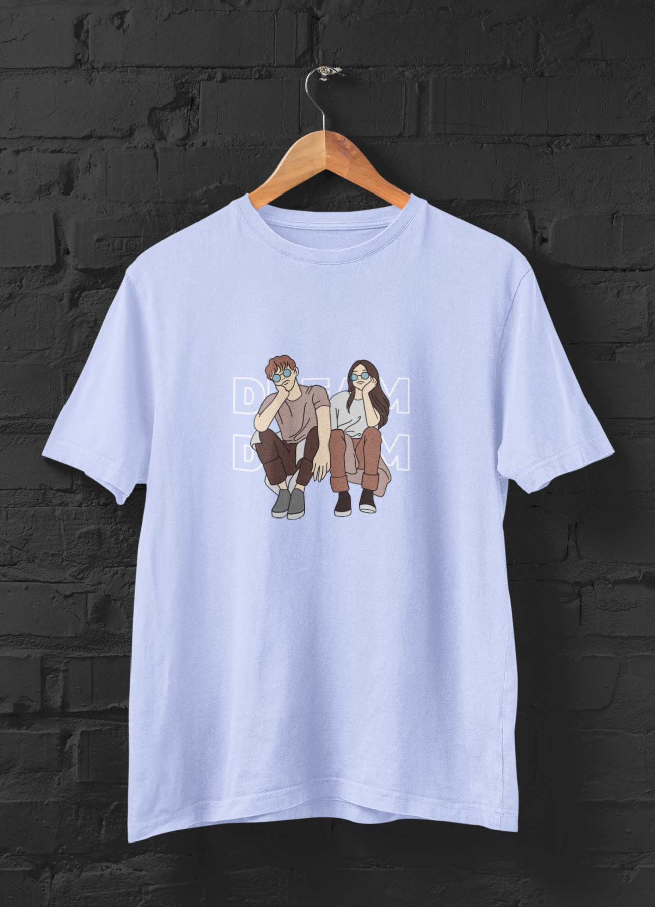 Dream printed 240 gsm oversized classic unisex t shirt in lavender 