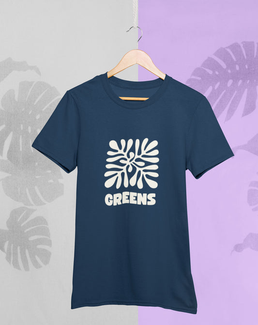 Greens printed unisex t shirt in navy blue