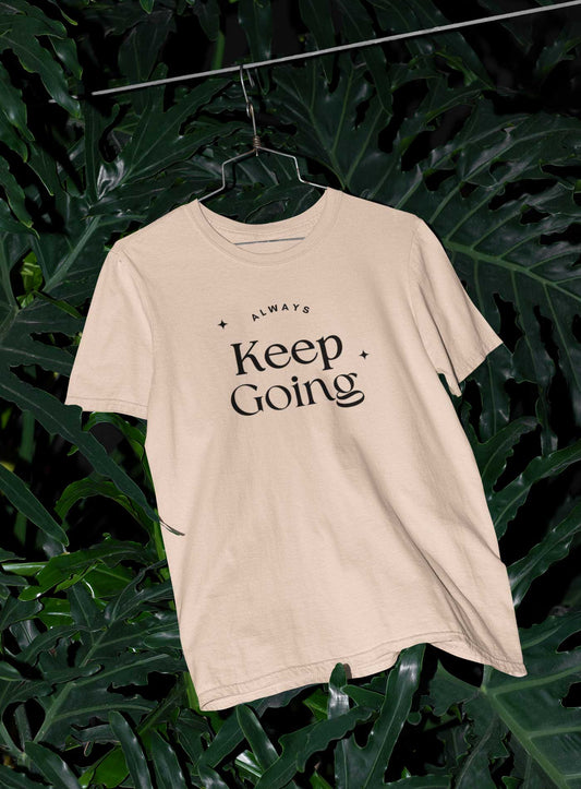 Keep going printed unisex t shirt in beige