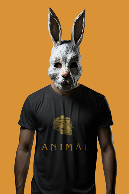 Animal printed black t shirt