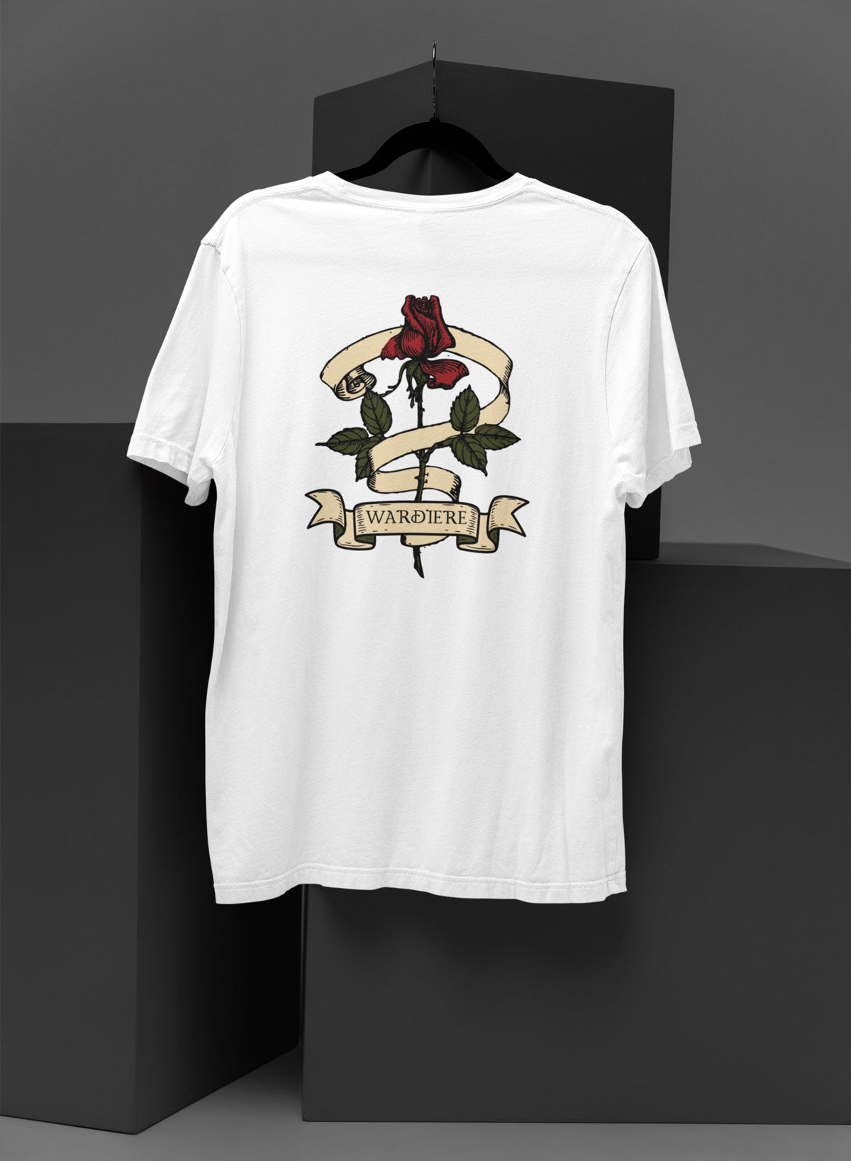 Rose back print white t shirt for men