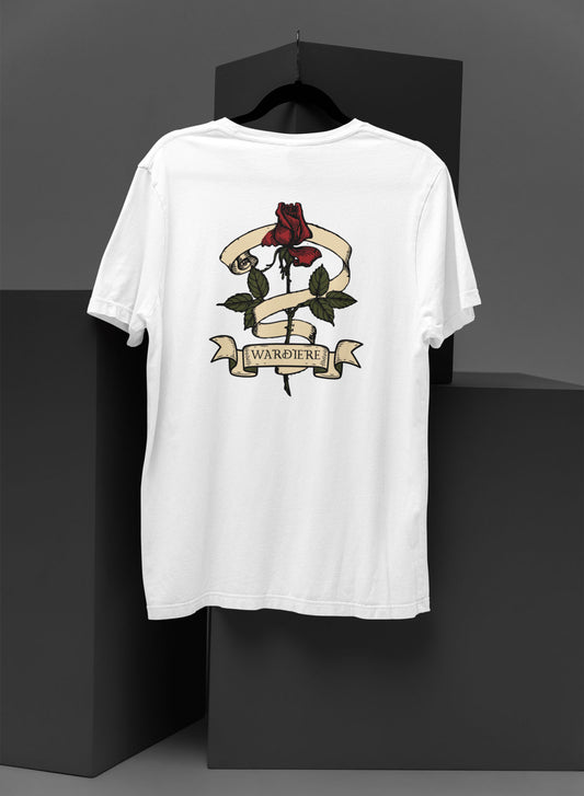Rose back print white t shirt for men