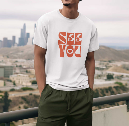 See you printed white t shirt for men