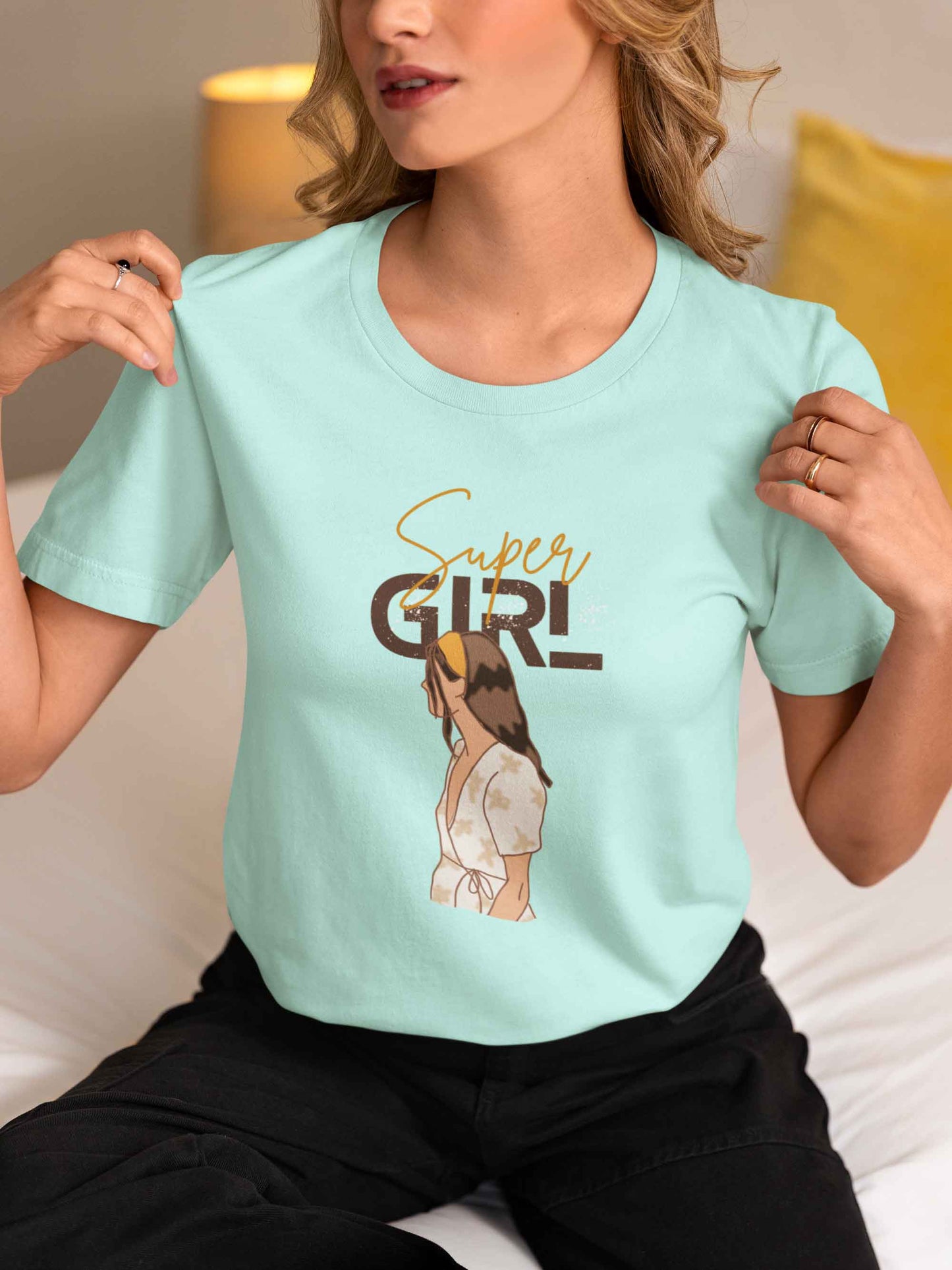 Super girl mint t shirt for women