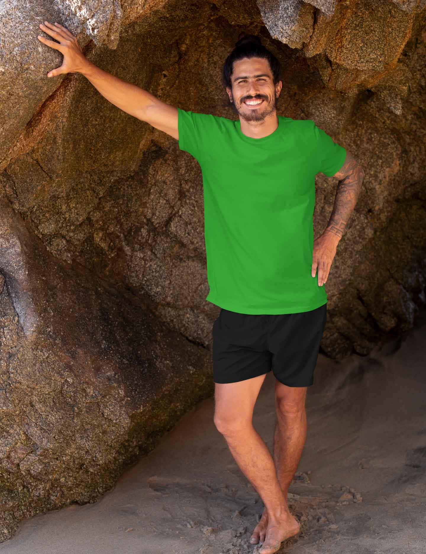 Flag green plain t shirt for men