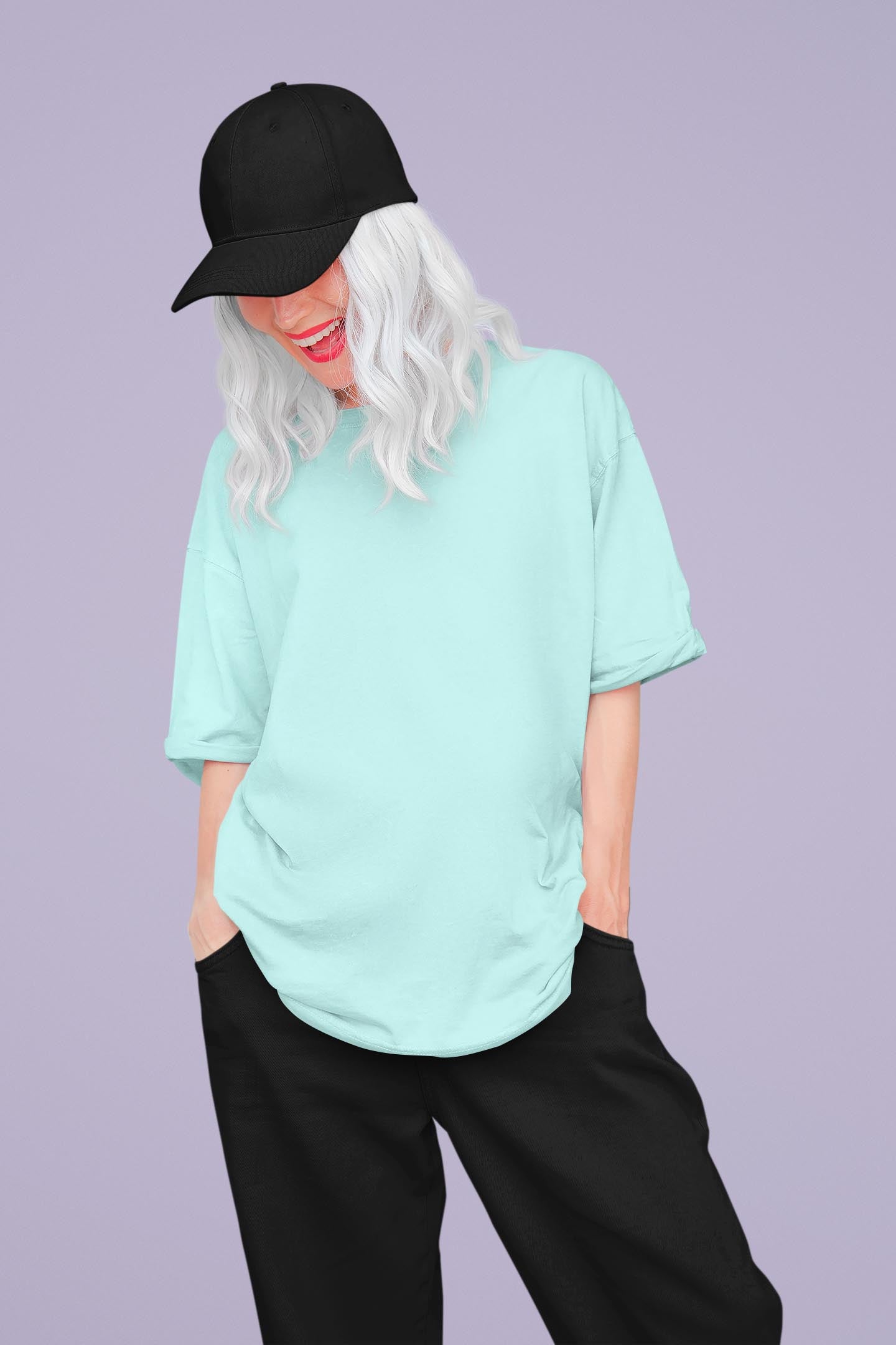 oversized plain t shirt for men women in mint color