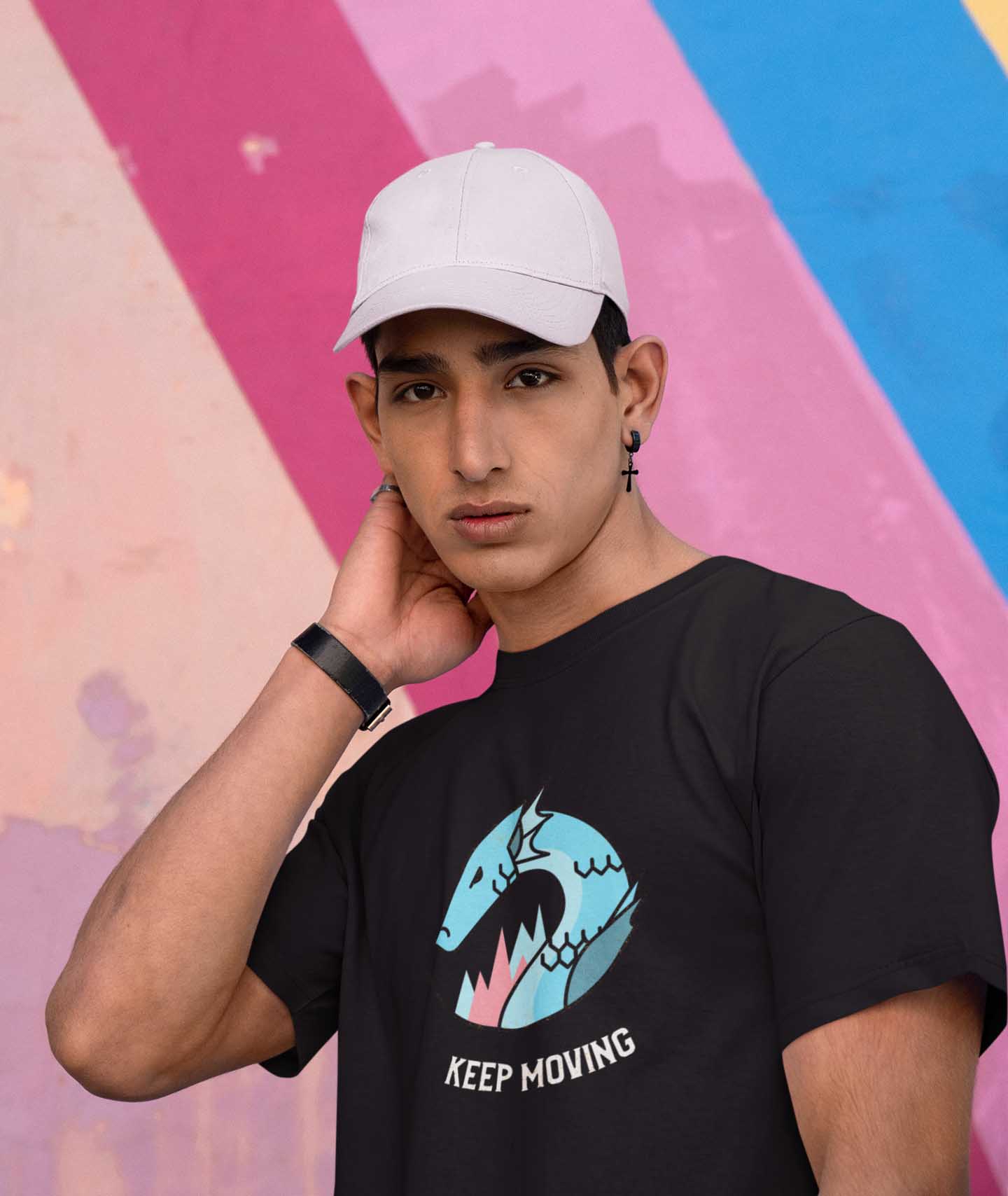 Keep moving black t shirt for men