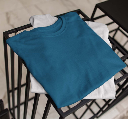 Petrol blue plain t shirt for men