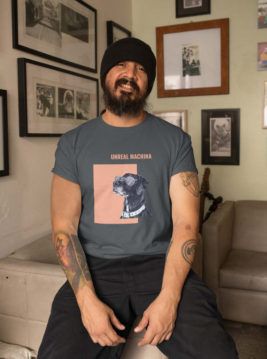 Unreal machine dog steel grey t shirt for men