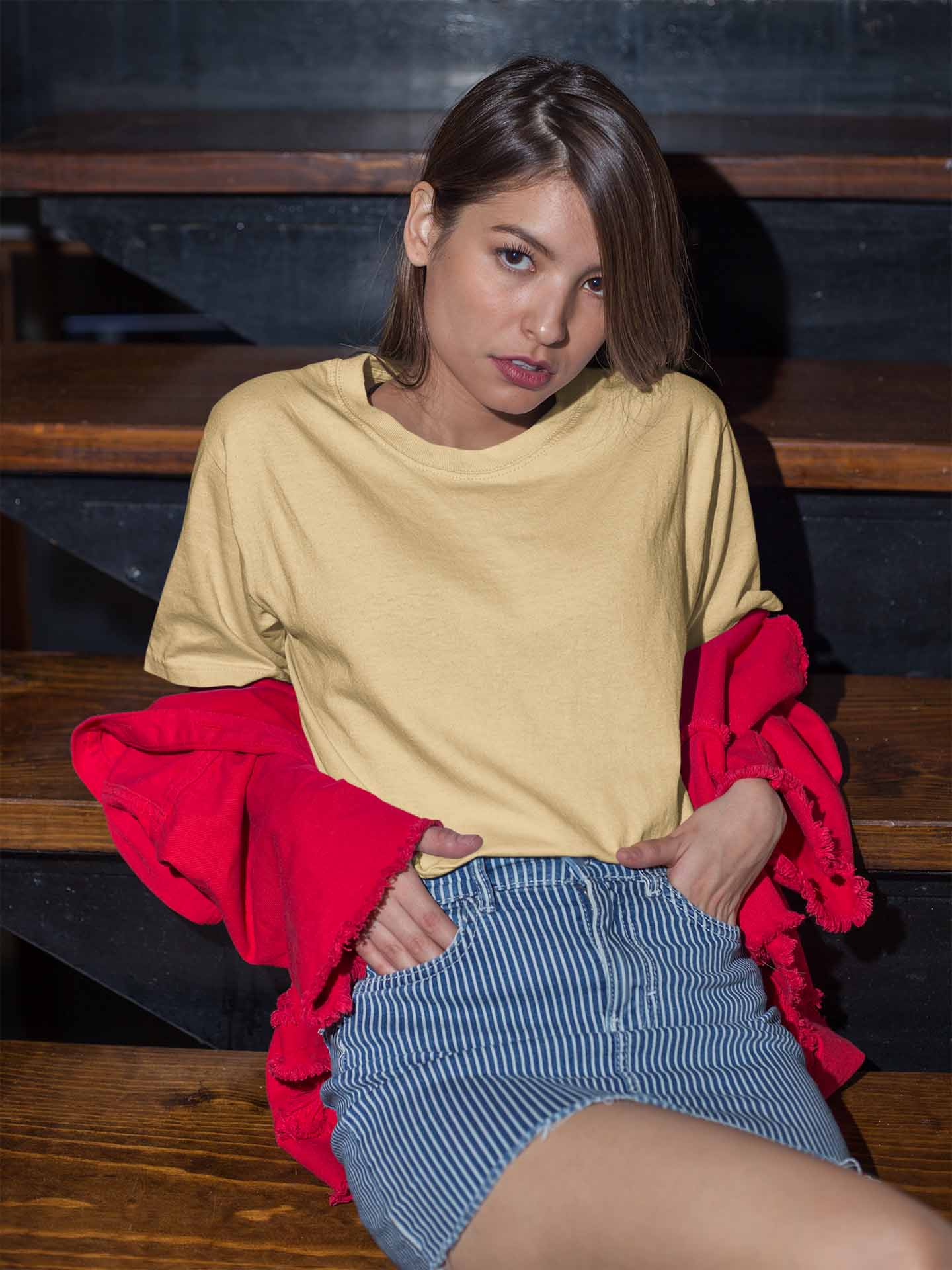 Beige plain unisex t shirt for women