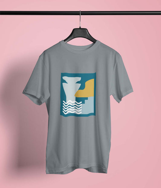 steel grey abstract print shirt
