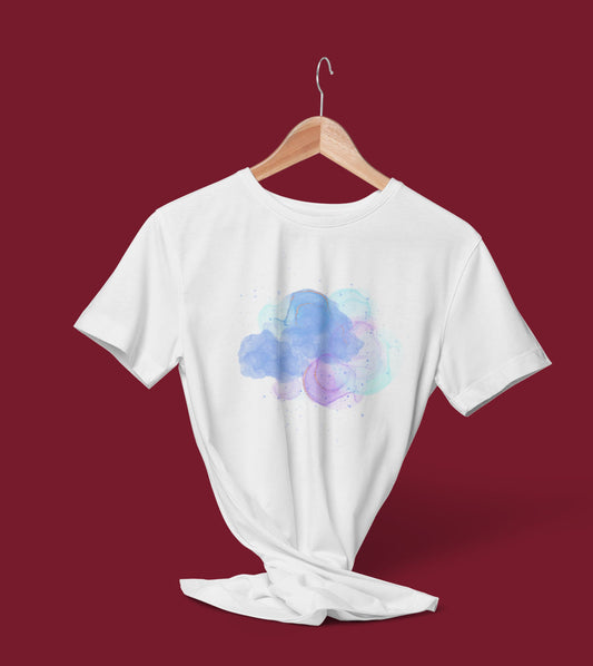 abstract tricolor printed t shirt white for men