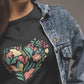 floral print women t shirt black