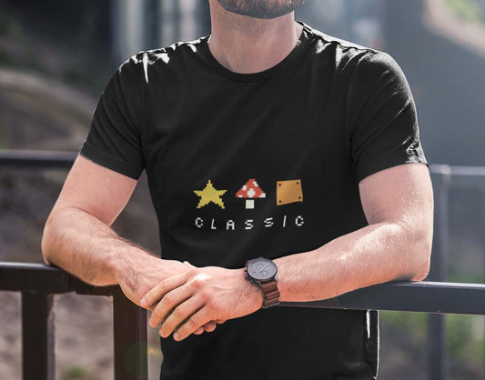 mario icons printed t shirt black for men