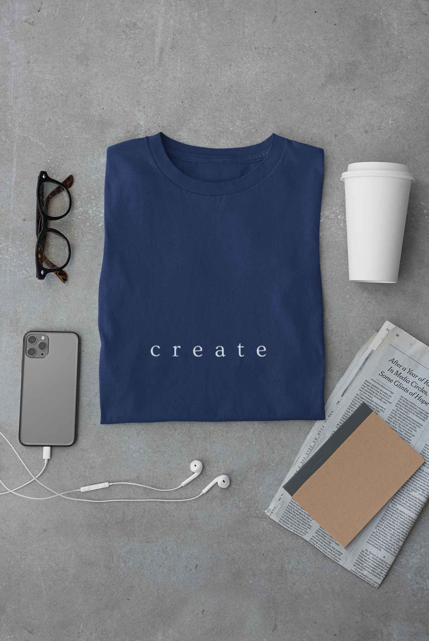 create navy blue printed t shirt men