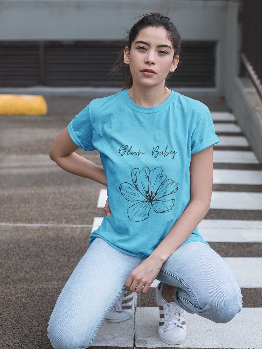 blue printed women t shirt