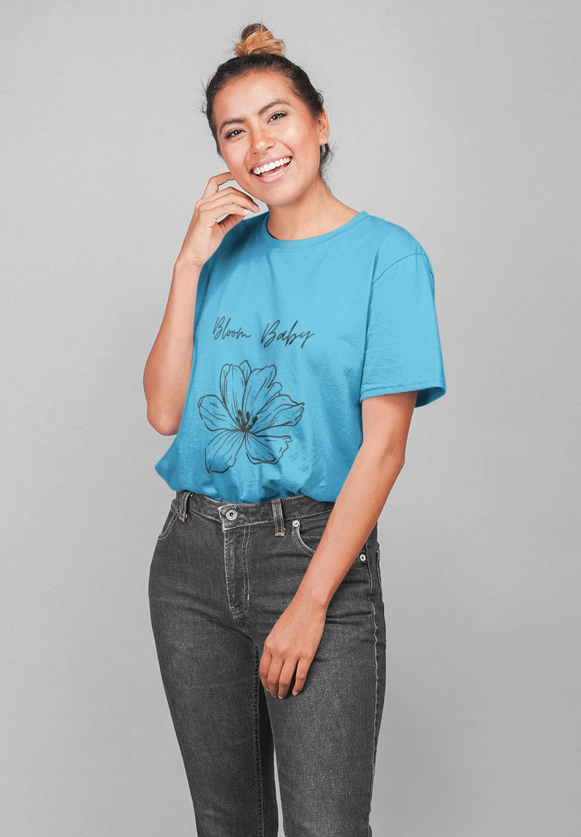 blue printed women t shirt