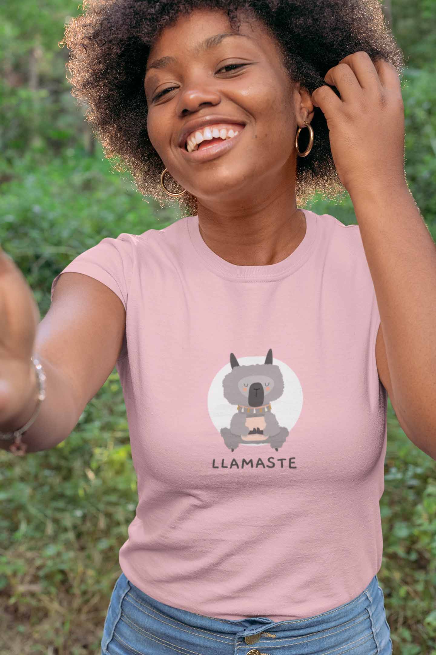 Lama Printed Baby Pink Women