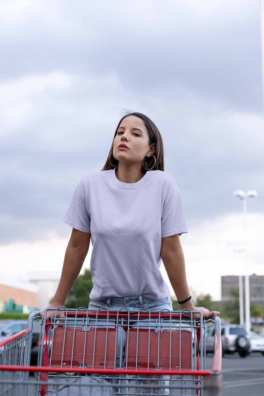 lavender color plain t shirt women