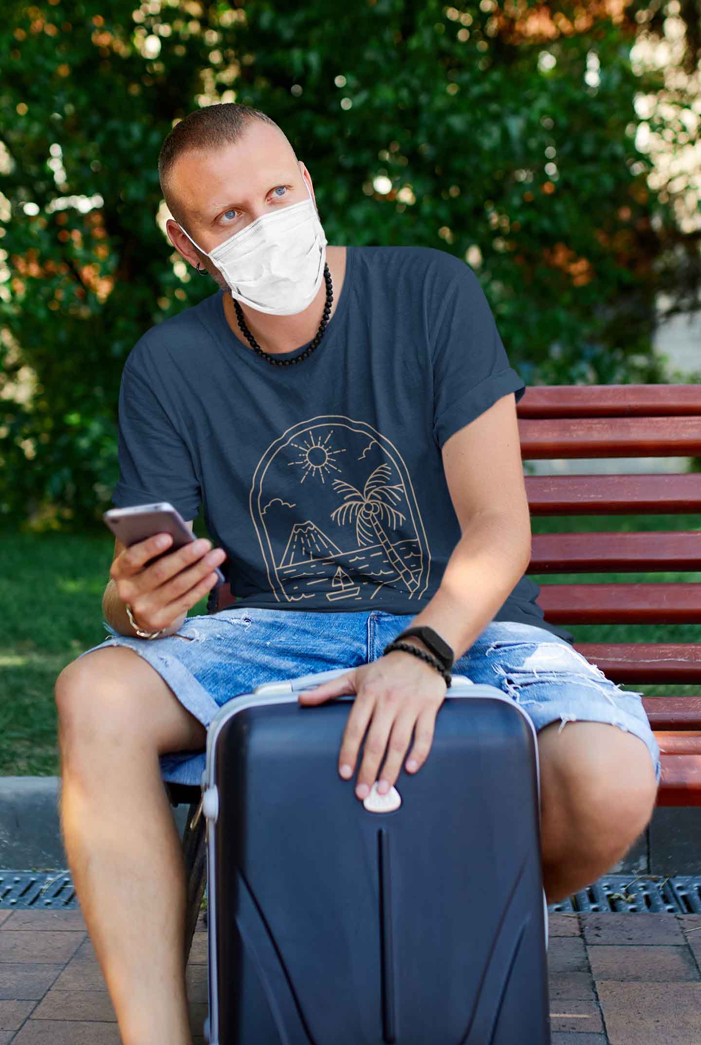 golden printed on navy blue t shirt for men