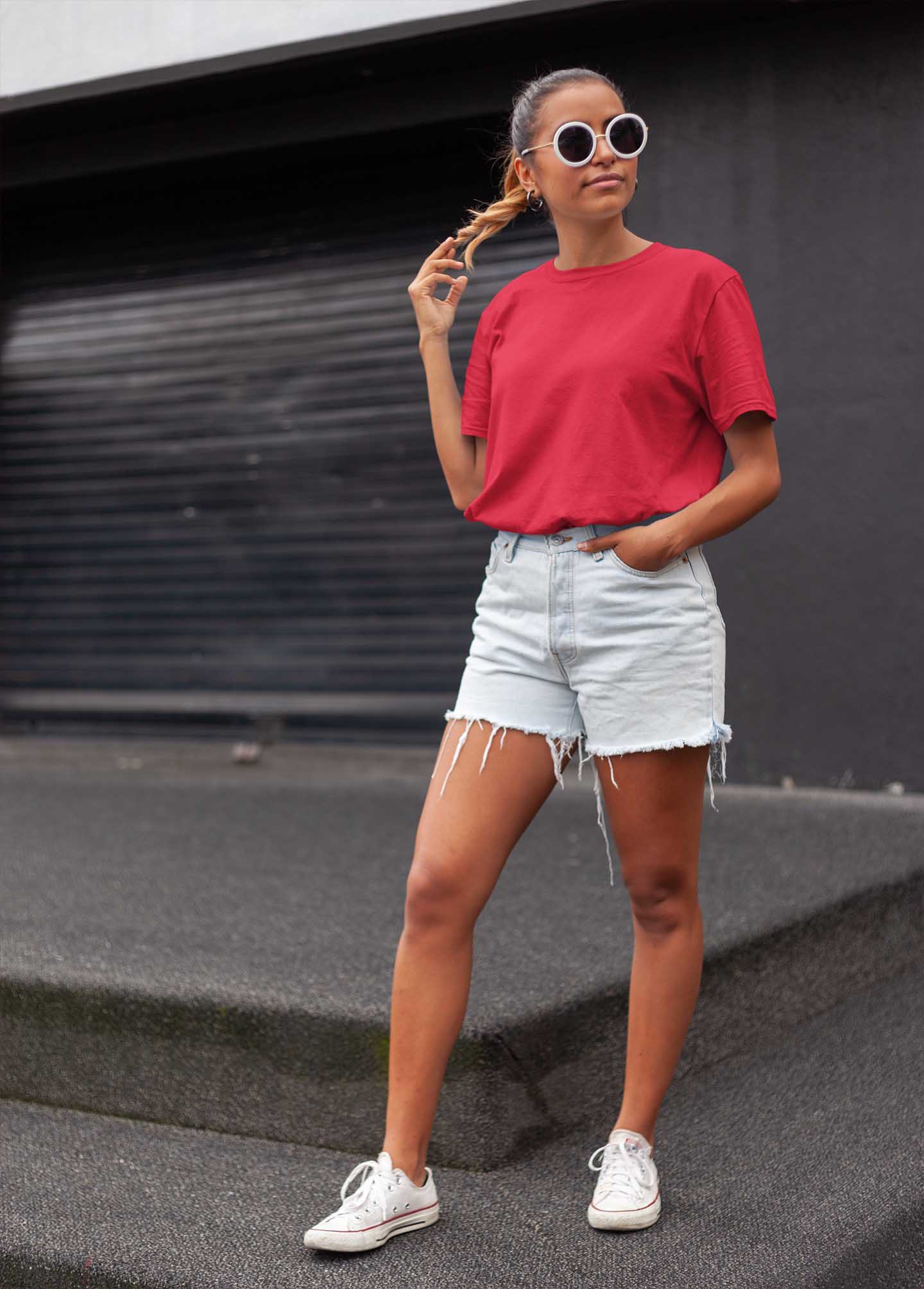 red women t shirt plain